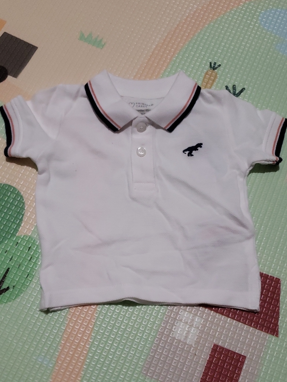 White Baby Polo Shirt with Navy & Pink Trim